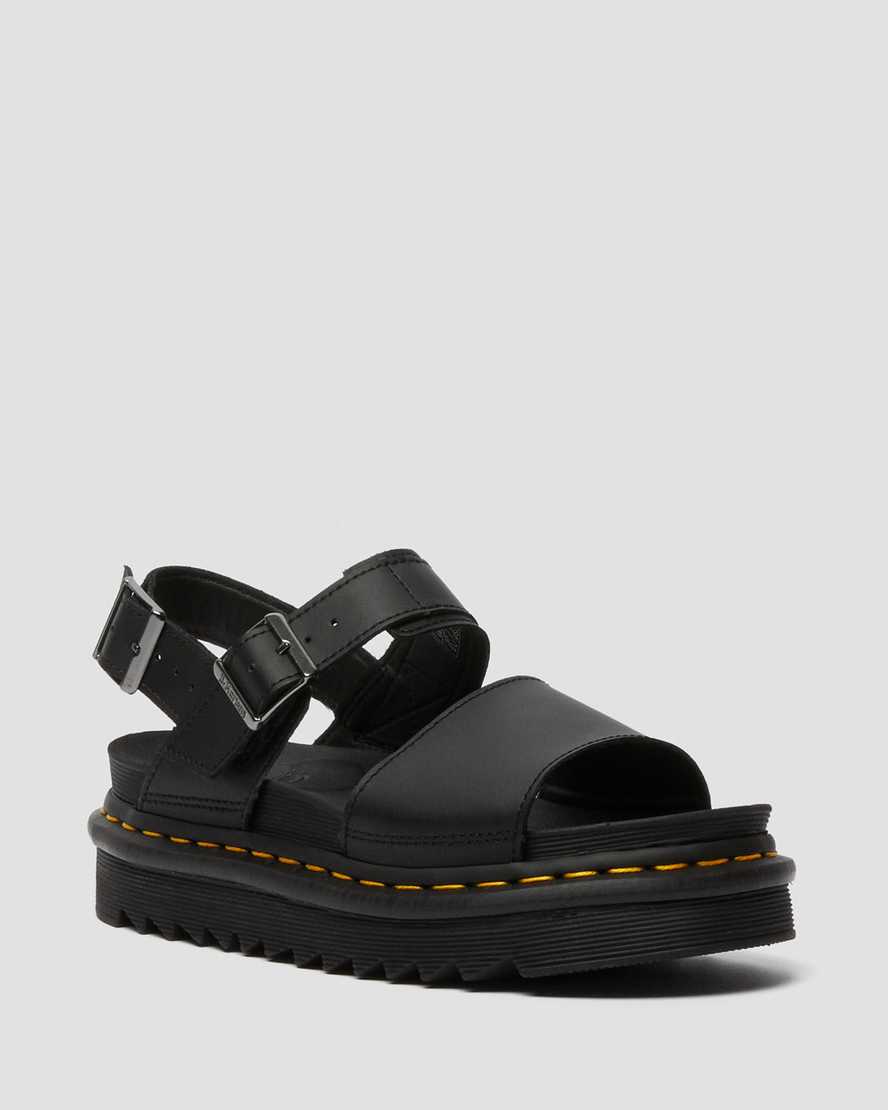 Dr. Martens Voss Lær Strap Platform Sandaler Dame Svart [8036GOXJQ]